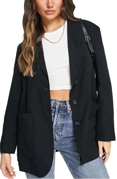 Shop Topshop Mensy Relaxed Blazer In Black