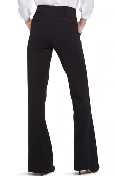 Shop Nydj Pull-on Flare Leg Ponte Knit Trousers In Black