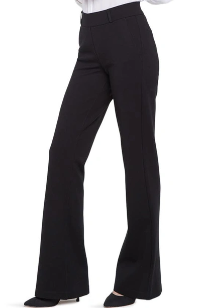 Shop Nydj Pull-on Flare Leg Ponte Knit Trousers In Black