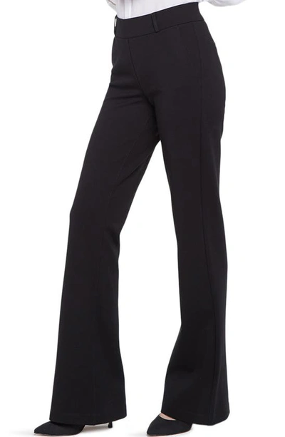 Nydj Pull-on Flare Leg Ponte Knit Trousers In Black