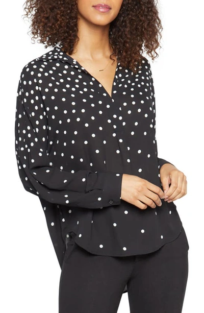 Shop Nydj Becky Recycled Polyester Georgette Blouse In Percy Dot
