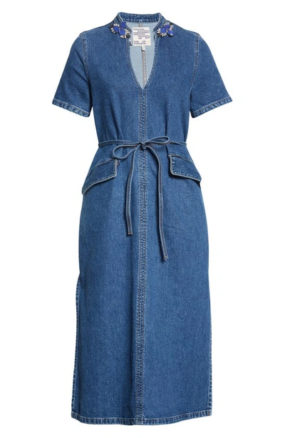 Baum Und Pferdgarten Amita Embellished Stretch Cotton Dress Blue | ModeSens