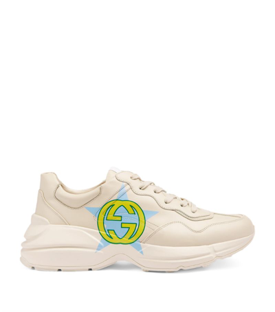 Shop Gucci Logo Rhyton Sneakers In White