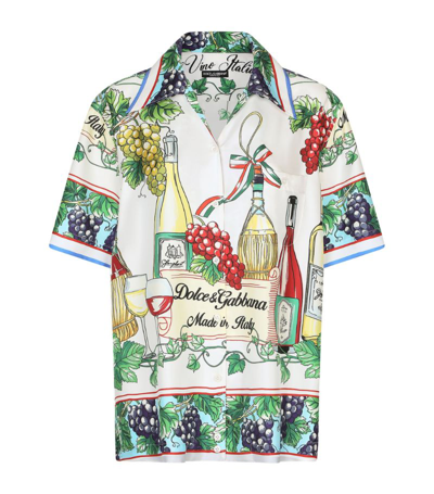 Shop Dolce & Gabbana Silk Wine-print Shirt In Multi