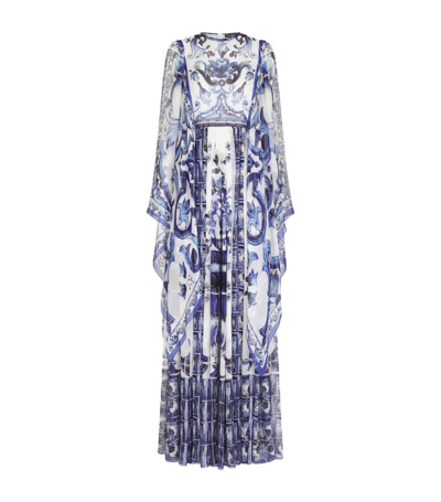 Shop Dolce & Gabbana Silk Majolica Maxi Dress In Multi