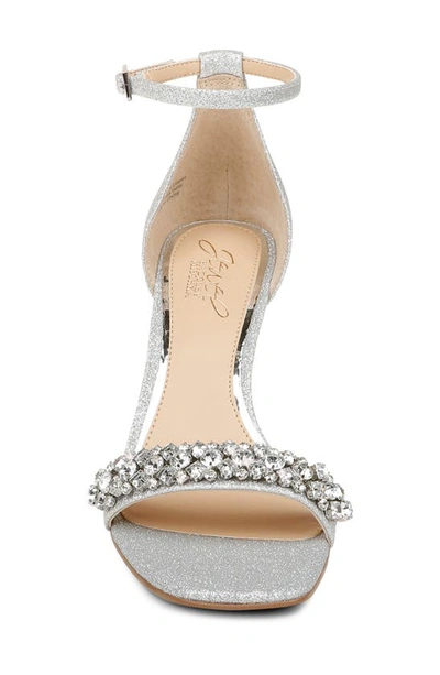 Jewel Badgley Mischka Peggy  Womens Ankle Strap Square Toe Wedge Heels In Silver Glitter