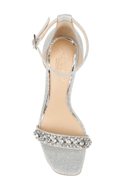 Shop Jewel Badgley Mischka Peggy Ankle Strap Wedge Sandal In Silver Glitter