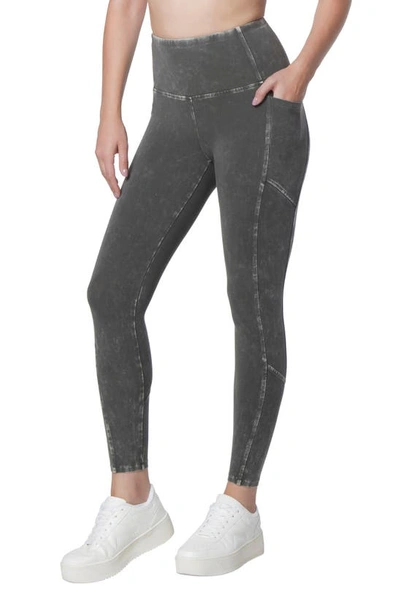 Shop Andrew Marc Sport 7/8 High Rise Mineral Wash Leggings In Moss