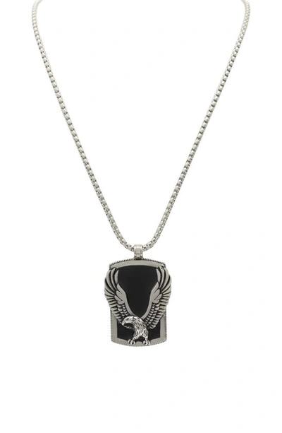 Shop American Exchange 2-piece Stainless Steel Eagle Pendant Necklace & Bracelet Set In Silver/ Black