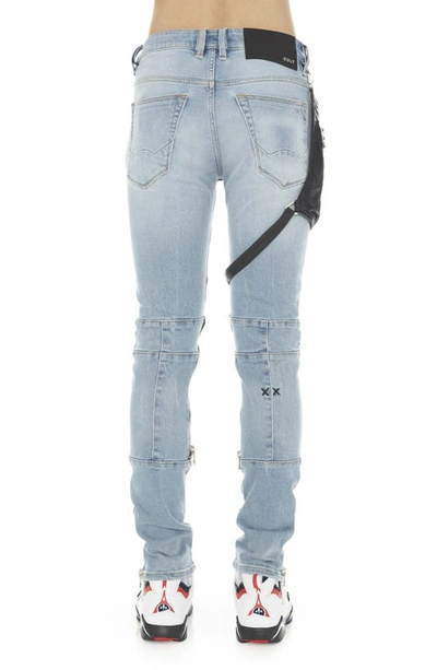 Cult Of Individuality Punk Super Skinny Jeans With Studded Leg Harness In Pollock