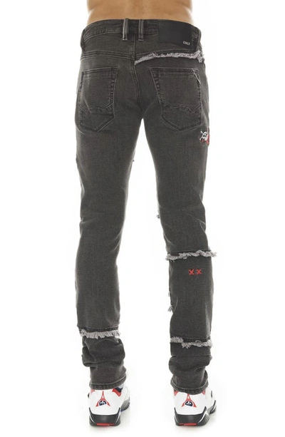 Cult Of Individuality Rocker Mötly Crüe Frayed Slim Fit Stretch Jeans In Motley