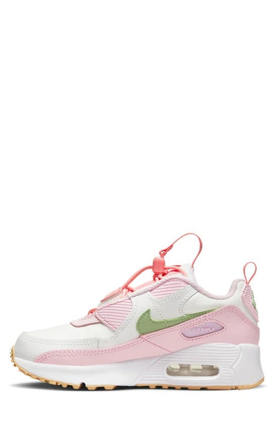 Shop Nike Kids' Air Max 90 Toggle Sneaker In Summit White/ Honeydew/ Pink