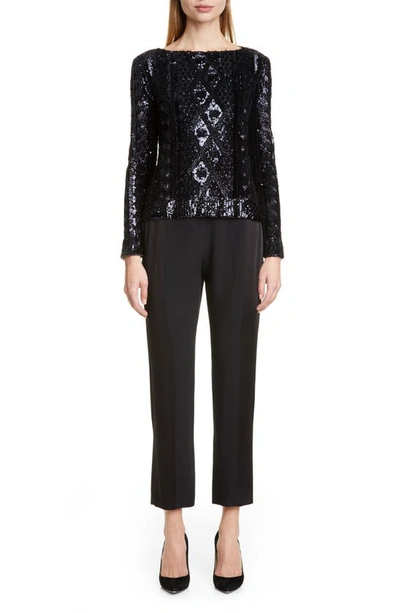 Shop Max Mara Cesena Sequin Top In Black