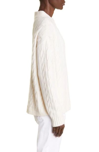 Shop Max Mara Accordo Cable Knit Wool & Cashmere Sweater In Silk