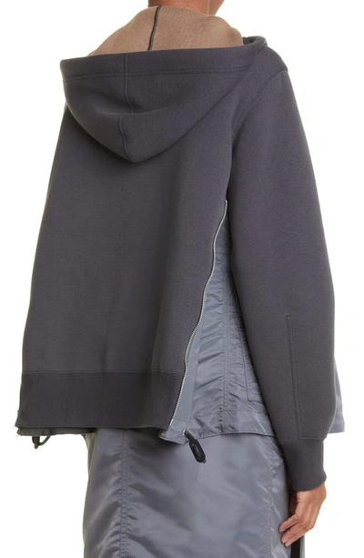 Sacai Ma-1 Side Gusset Sponge Hoodie In Charcoal Grey