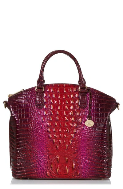 Shop Brahmin Large Duxbury Croc Embossed Leather Satchel In Ruby Ombre Melbourne