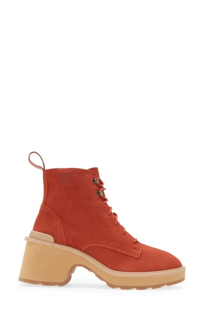 Shop Sorel Hi-line Lace-up Boot In Warp Red/ Tawny Buff