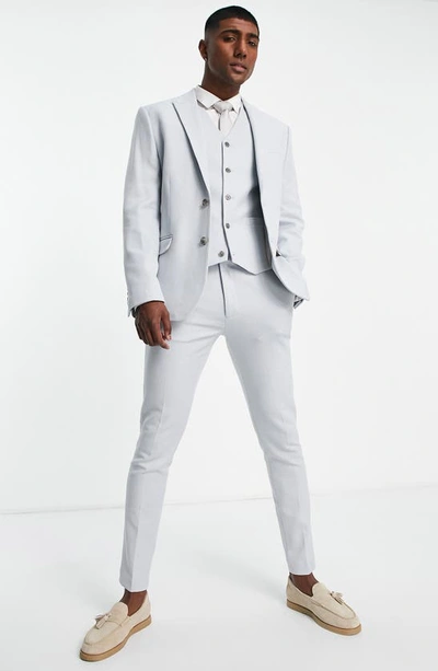 Shop Asos Design Wedding Skinny Suit Trousers In Mid Blue