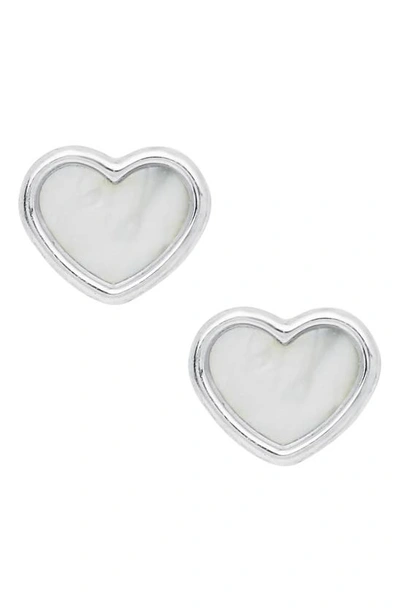 Mignonette Sterling Silver Heart Stud Earrings In Silver