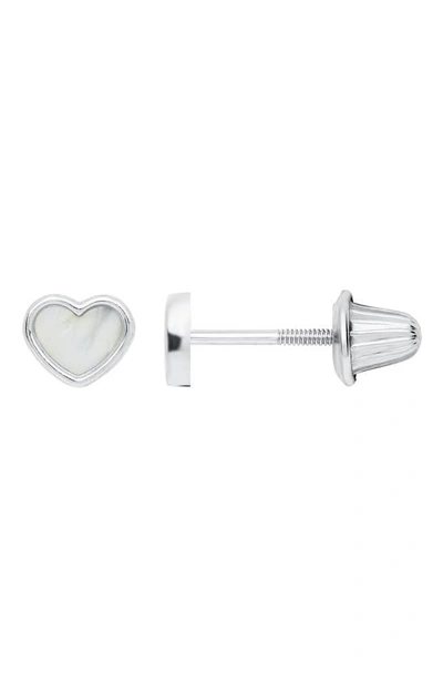 Mignonette Sterling Silver Heart Stud Earrings In Silver