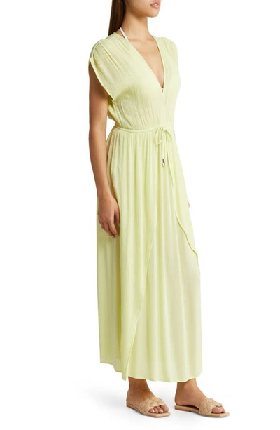 Shop Elan Wrap Maxi Cover-up Dress In Limon