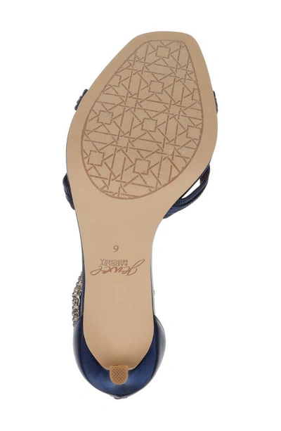 Shop Jewel Badgley Mischka Dangela Jeweled Ankle Strap Sandal In Navy Satin