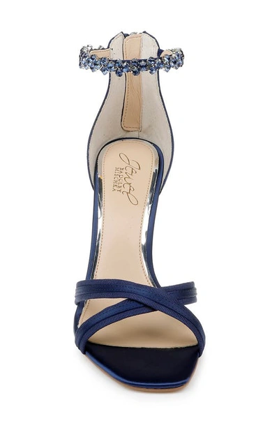 Shop Jewel Badgley Mischka Dangela Jeweled Ankle Strap Sandal In Navy Satin