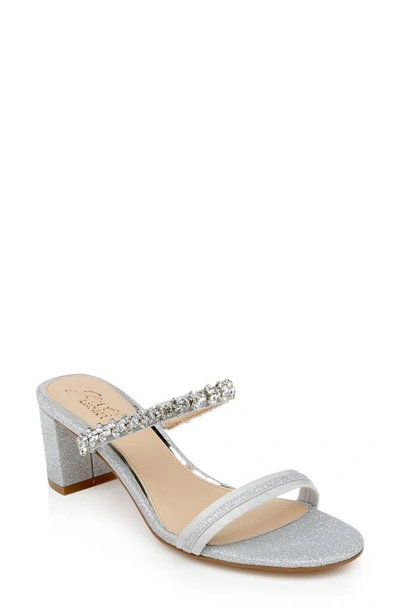 Shop Jewel Badgley Mischka Crystal Embellished Heeled Sandal In Silver Glitter