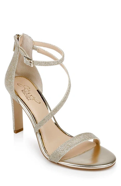 Jewel Badgley Mischka Diana Strappy Sandal In Gold Fabric