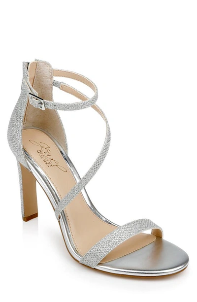 Jewel Badgley Mischka Diana Strappy Sandal In Silver Fabric