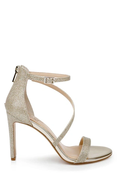 Jewel Badgley Mischka Diana Strappy Sandal In Gold Fabric