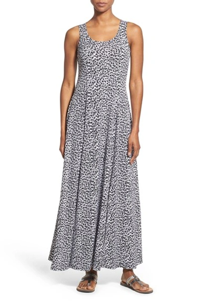 Michael Michael Kors Abstract Jaguar Print Jersey Maxi Dress In Black