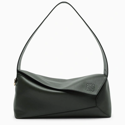 Shop Loewe Vintage Khaki Puzzle Hobo Bag In Green