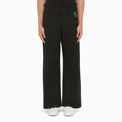 Shop Fred Perry Black Cropped Trousers In Denim