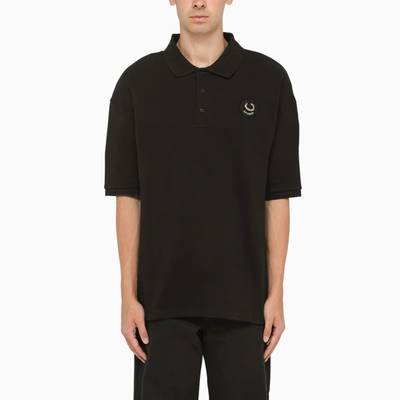 Shop Fred Perry Black Cotton Short Sleeve Polo Shirt