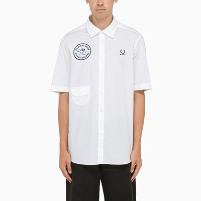 Shop Fred Perry White Short Sleeve Shirt In Cotton