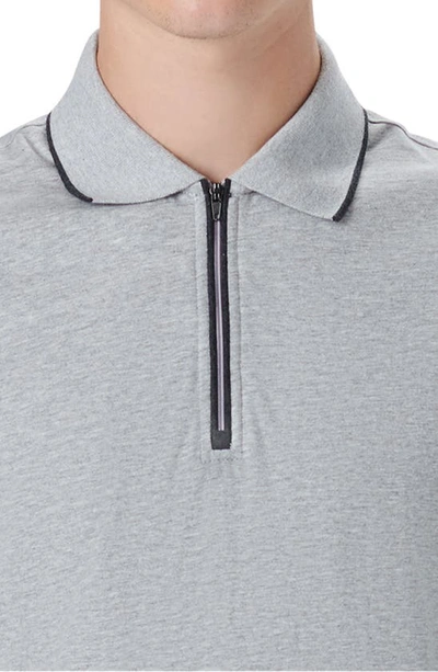Shop Bugatchi Tipped Long Sleeve Quarter Zip Polo In Cement