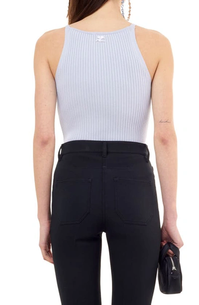 Shop Courrèges Swallow Embroidered Logo Ribbed Tank In Dark Lilac