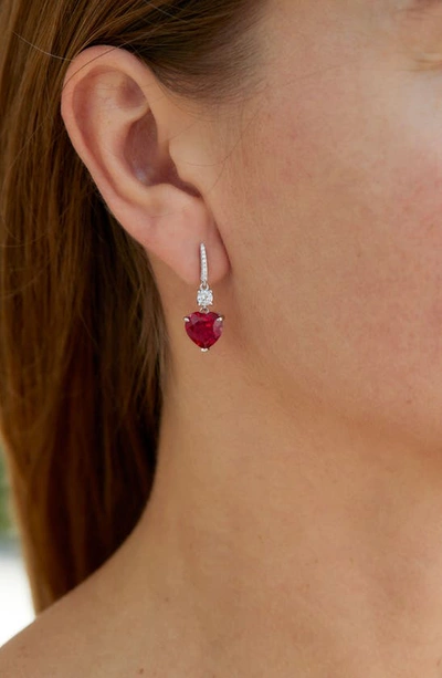 Savvy Cie Jewels Cubic Zirconia Drop Earrings In Red