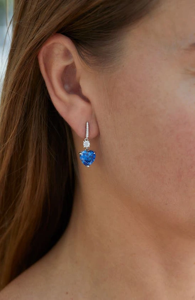 Savvy Cie Jewels Cubic Zirconia Drop Earrings In Blue