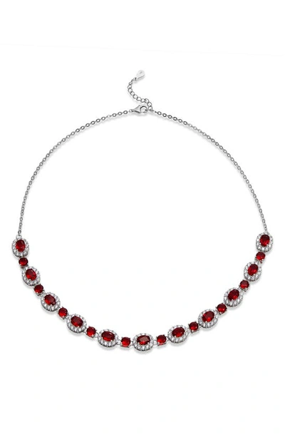 Shop Savvy Cie Jewels Cubic Zirconia Halo Necklace In Red