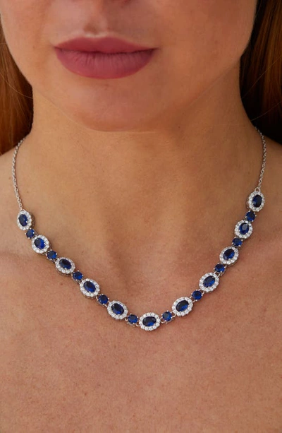 Shop Savvy Cie Jewels Cubic Zirconia Halo Necklace In Blue