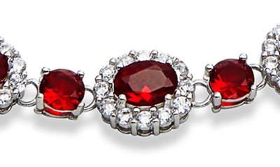 Savvy Cie Jewels Cubic Zirconia Halo Necklace In Red