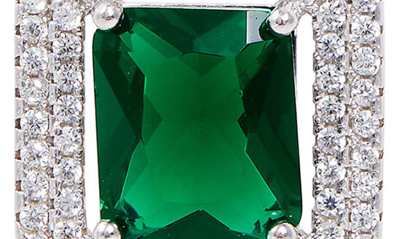 Savvy Cie Jewels Double Halo Pendant Necklace In Green