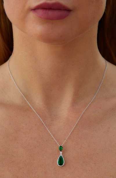 Savvy Cie Jewels Cubic Zirconia Pendant Necklace In Green