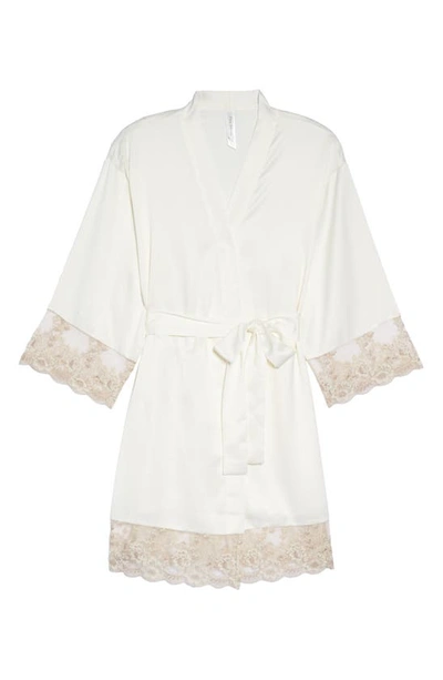 Shop Flora Nikrooz Rosa Satin Robe In Ivory