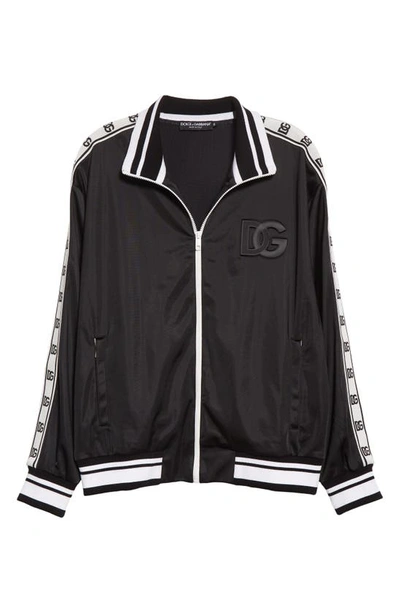 Shop Dolce & Gabbana Logo Tape Satin Bomber Jacket In Black