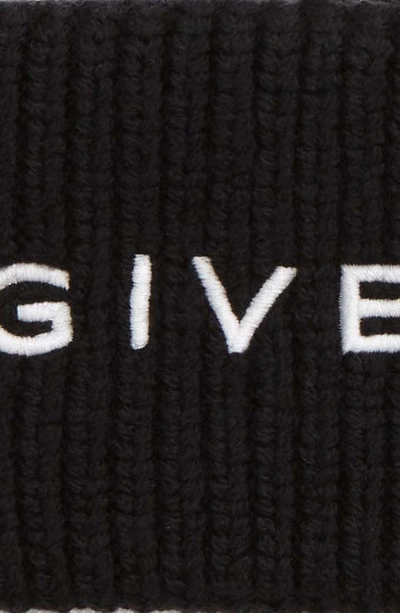 Shop Givenchy Embroidered Logo Ribbed Wool Headband In Black