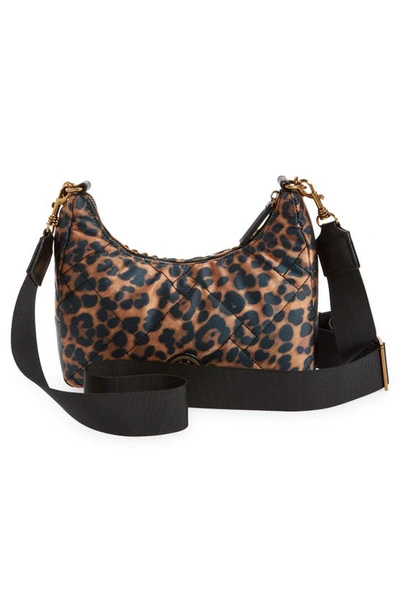 Kurt Geiger Quilted Print Satin Crossbody Bag In Medium Brown