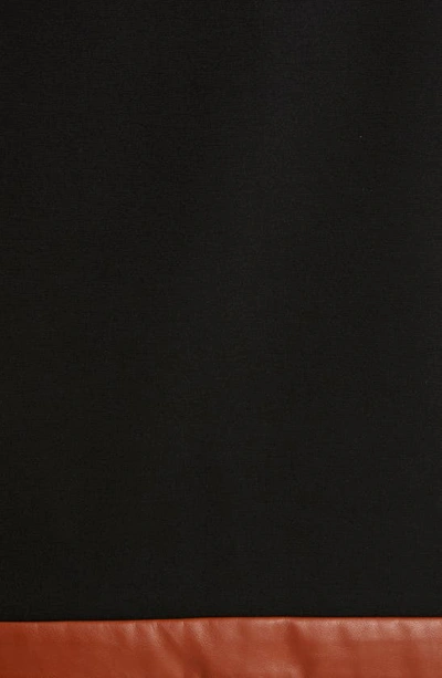 Shop Eliza J Faux Leather Trim Shirtdress In Black